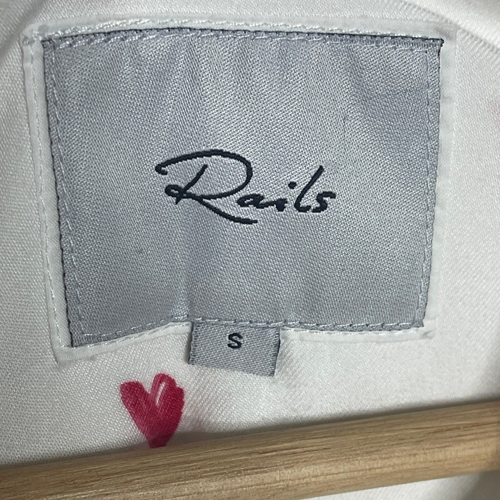 Rails Women's Button Down Shirt Top Small Heart Print Tie Front White Casual - Picture 4 of 8